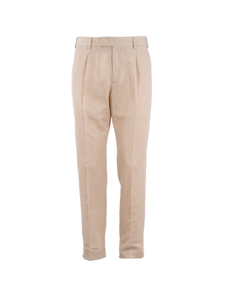Shop PT01  Pantalone: PT01 pantaloni in cotone e lino.
Vita con una pince.
Chiusura con zip e gancetto, sovrapposto.
Due tasche anteriori e due posteriori con pattina.
Composizione: 60% Cotone, 40% Lino.
Made in Tunisia.. CORLZAZ40FWD-0015